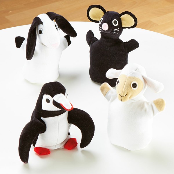 Quartanimals - schwarz-weiß Handpuppen-Set