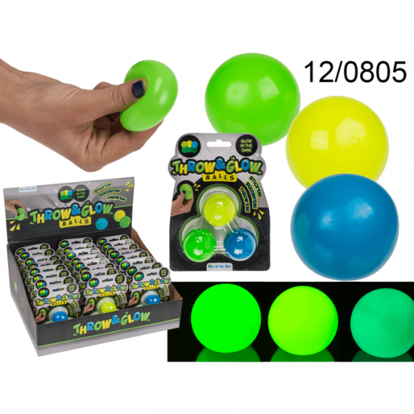 Nachtleuchtende Throw-Glow Bälle 3-er Set